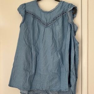 Ruffle Sleeve Denim Tank Top